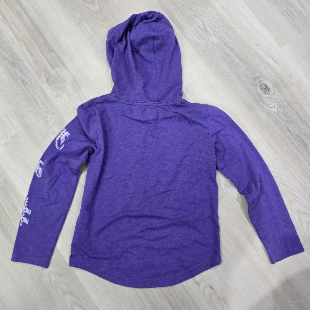 Carhartt Girls' Long-Sleeve Hooded Pattern Logo Tee Purple Size 6 - Picture 3 of 3